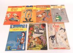BD : 4 Lucky Luke de 1962 à 1967 + 2 Blondin et Cirage de 1954 en EO (usure d'usage , pliures , int frais) : L&L N20 , N27 , N28 , N29 , N30 + Kamiliola & Silence on Tourne