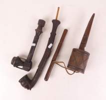 Africain : 2 pipes (Kuba et Gembe) + 1 mortier à tabac Luena , Angola
