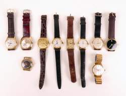 Bijou : Montre bracelet d'homme métal doré mvt à remontoir (10) (En état) (usures)