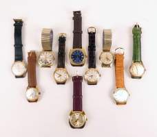 Bijou : Montre bracelet d'homme métal doré mvt à remontoir (10) (En état) (usures)