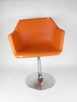 Meuble : Fauteuil Vintage pied chromé (plié) et assise en abs orange