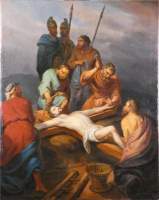 Tableau HST -Crucifixion- anonyme 19eS 91,5x72,5cm sans cadre