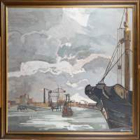 Tableau HSP -Marine industrielle- daté 53 signé JACQUEMOTTE Albert