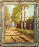 Tableau HST-Sous bois- signé WARMENHOVEN S. 50x40cm cadre destyle doré