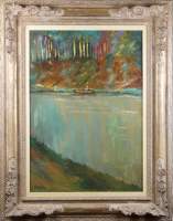 Tableau HST marouflé -Le pecheur- signé POSTEL Jules
