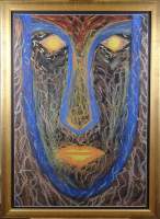 Tableau dessin pastel -Voyage de pharaon vers l'immortalité-2002 signé STERPIN P