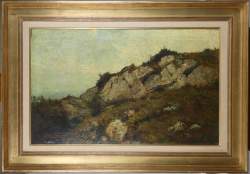Tableau HST - Paysage montagneux - signé BASTIEN Alfred