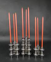 Objet : 9 bougeoirs tripodes en métal argenté BMF (Bayerische Metallwaren Fabrik) modèle - Orion - avec boite d'origine