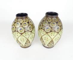 Céramique : Paire de vases en faïence Boch Frères Kéramis cachet CATTEAU Charles