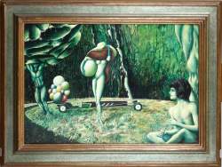 Tableau HSP - La porteuse d'illusion - signé au dos CHEVALIER Auguste