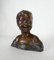 Sculpture : Buste du - Garçon riant - en bronze d'après DA FIRENZE Desiderio cachet des bronzes Bruxelles