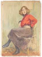 Tableau : technique mixte sur papier (déchirures) - Portrait de jeune femme - signé VANDER POORTEN Valery