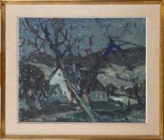 Tableau HST - Maison en Ardenne - signé RATY Albert