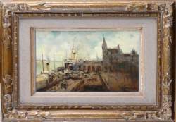 Tableau HSB - Départ au port - signé FLASSCHOEN Gustave