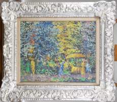 Tableau HST - Jardin animé - signé CECILE SAMAIN-DE COENE Cécile