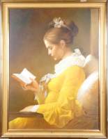 Tableau HST - Jeune femme à la lecture - signé et attribution possible à TOPOLSKI Piotr