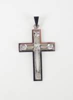Bijou : Pendentif - Croix - en or blanc 18K serti de diamants taille rose