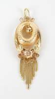 Bijou : Pendentif ovale Napoléon III en or jaune 18K avec frange