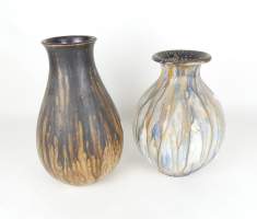 Céramique: 2 Vases en grès de Bouffioux flammés dont 1 signé AUBRY Edgard