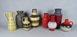Céramique : (8) 4 cruches et 4 vases vintage en faïence West Germany circa 1970