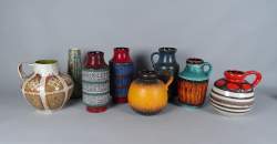Céramique : (8) 4 cruches et 4 vases vintage en faïence West Germany circa 1970