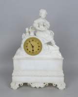 Horlogerie: horloge pendule CharlesX en marbre blanc de Carrare (ptt mq) -Jeune