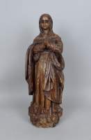 Sculpture en bois -Vierge en prière 18èS H:43cm