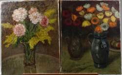 Tableau HST (paire) -vases de fleurs- signé DAUBY Eugène