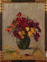 Tableau HSBois -Vase de fleurs- signé DELAUNOIS Albert