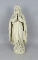 Sculpture Terre cuite peinte (ptt acc) -Vierge en prière- H:70cm 19ème siècle