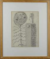 Tableau dessin crayon/papier - Composition - 77 signé SIMON Armand