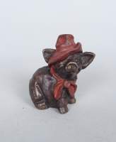 Sculpture : bronze de vienne polychrome - Cochon au chapeau -