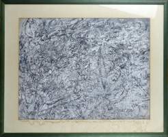 Tableau dessin technique mixte - Composition abstraite - 1965 signé DE TAEYE Camille