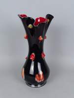 Verrerie : Vase en verre soufflé MURANO col polylobé multicouche décor polychrome étiré signé à la base 20eS