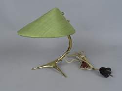 Luminaire : lampe à poser / de bureau vintage en bronze a/ abj soie sauvage