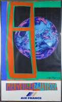 Estampe : affiche couleur - Merveilles de la terre - Air France - signé ds la plaque BEZOMBES Roger