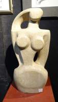 Sculpture : pierre - Femme debout - signé STIEVENART Michel