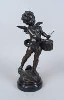 Sculpture : Bronze - Angelot musicien - tirage posthume d'après MOREAU Louis Auguste
