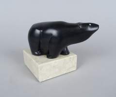 Sculpture : pierre noire - Ours polaire - anonyme 20eS