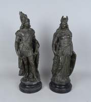 Sculpture en terre cuite patiné (2) (écl) - Couple de militaires - 1879 signé LEIJ B.