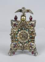 Horlogerie : pendulette en argent , pierres semi-précieuses et émaux (usures) Vienne 19eS