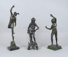 Sculpture : 3 sculptures anonymes d'après l'antique en métal