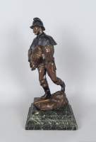 Sculpture : bronze - Pompier avec enfant - signé DE VALERIOLA Edmond