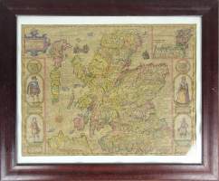 Estampe : Gravure rehaussée - Kingdom of Scotland - probablement 1610 SPEED John
