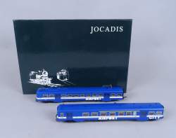 Jouet : Train JOCADIS L.S. Models Exclusive HO AC : automotrice électrique double série 70A SABENA - Airport City Express - bleue SNCB