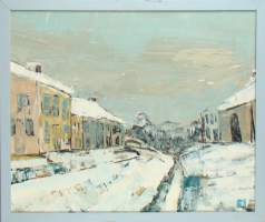 Tableau HSP -Le village en hiver- signé FIEVET Pierre