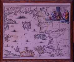 Estampe: Carte rehaussée -Insularum Archipelagi Septentrionalis feu Maris Aegaei