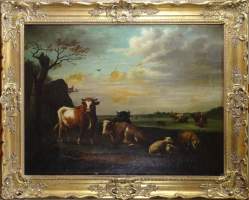 Tableau HST (doublé) -Vaches et moutons au pré- attribué à POTTER Paulus