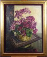 Tableau HST -Vase de fleurs- signé VAN DE VELDE Yvonne Josephina