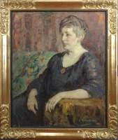 Tableau HST -Portrait de dame assise- daté 1924 signé ROLAND BROHEE Louise
